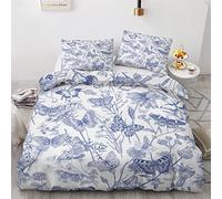 NOGAWA Butterfly Emperor Size Duvet Cover Sets, Botanical Printed Bedding Set 3 Pcs, Ultra Soft Microfibre Quilt Cover & 2 Pillowcases With Zipper Closure 290 x 235