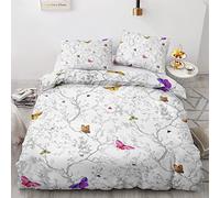NOGAWA Butterfly Emperor Size Duvet Cover Sets, Botanical Printed Bedding Set 3 Pcs, Ultra Soft Microfibre Quilt Cover & 2 Pillowcases With Zipper Closure 290 x 235