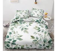 NOGAWA Green Leaf King Size Duvet Cover Sets - Leaves Botanical Bedding King - Reversible Quilt Cover & 2 Pillowcases with Zip and Ties, Ultra Soft and Non Iron Brushed Microfibre Bed Set