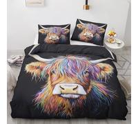 NOGAWA Highland Cow Bedding Sets King Size - Farm Animal Duvet Cover King Size, Reversible Quilt Cover & 2 Pillowcases with Zip and Ties, Ultra Soft and Breathable Brushed Microfibre Bed Set