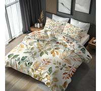 NOGAWA Leaf Bedding Emperor Size - Leaves Duvet Cover, Reversible Quilt Cover & 2 Pillowcases with Zip and Ties, Ultra Soft and Breathable Brushed Microfibre Bed Set