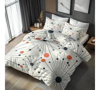 NOGAWA Mid Century Atomic Bedding Sets King Size - Retro 50s 60s Duvet Cover King Size, Reversible Quilt Cover & 2 Pillowcases with Zip and Ties, Ultra Soft and Breathable Brushed Microfibre Bed Set
