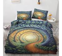 NOGAWA Mystical Abstract King Size Duvet Cover Sets - Modern Bedding King - Reversible Quilt Cover & 2 Pillowcases with Zip and Ties, Ultra Soft and Non Iron Brushed Microfibre Bed Set