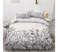 NOGAWA Nature Emperor Size Duvet Cover Sets, Plant Printed Bedding Set 3 Pcs, Ultra Soft Microfibre Room Decoration Quilt Cover & 2 Pillowcases with Zipper Closure 290 x 235