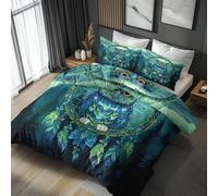 NOGAWA Owl Bedding Sets King Size - Dreamcatcher Duvet Cover King Size, Reversible Quilt Cover & 2 Pillowcases with Zip and Ties, Ultra Soft and Breathable Brushed Microfibre Bed Set