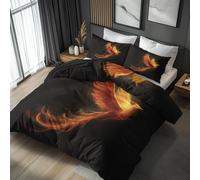 NOGAWA Phoenix Bedding Sets King Size - Fantasy Animal Duvet Cover King Size, Reversible Quilt Cover & 2 Pillowcases with Zip and Ties, Ultra Soft and Breathable Brushed Microfibre Bed Set