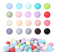 Nogegi 120pcs 12mm Silicone Beads for Pens, Colorful Braclet Friendship Bracelet Making Beads for Keychain Making Kits for Bracelet DlY Necklace Crafts Bead