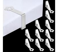Nogeqi 10 Pcs Tablecloth Clips for Outdoor Tables Flower Design Stainless Steel Table Cloth Clips, for 2.5 to 4 cm Thick Table Top, Indoor Outdoor Tablecloth Holder, Silver