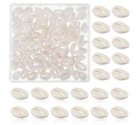 Nogeqi 100 Pcs Cowrie Shells Beads 0.63"-0.71", Natural Seashell Beads White Shells for Crafts Bracelet Smooth Oval with Big Hole for DIY Craft Jewelry Making Hair Locks Necklaces