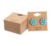 Nogeqi 100PCS Earring Cards with Holes for Selling, 2x2 Inch Earring Display Cards, Kraft Paper Handmade with Love Jewelry Display Card for Hanging DIY Crafts Jewelry Retail