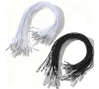Nogeqi 100pcs Elastic String with Metal Ends, Elastic Cord for Sewing Round Loop String for Face Mask Diy Party Hat Menus Badges Signs Crafts Making Cosplay (Black, White)