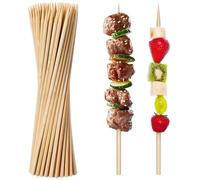 Nogeqi 100PCS Natural Bamboo Skewers, 4mm 20cm/7.87inch Skewer Sticks for BBQ, Bamboo Sticks for Barbecue Appetizers Kebab Grilling Mini Burger Sausage Chocolate Fountain Candy Apple