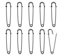 Nogeqi 10PCS 10cm/4" Large Safety Pins, Heavy Duty Extra Large Safety Pins Strong Oversized for Laundry, Fixed Blanket, Shawl, Thick Fabric, Crafts (Black)