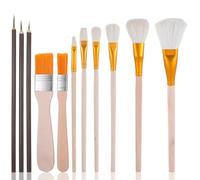 Nogeqi 11PCS Glaze Brushes for Pottery, Blending Mop Brush for Acrylic Painting， Soft Goat Hair Bristle Ceramic Paint Brushes Set for Watercolor, Ceramics, Clay, Pottery Tool Kit