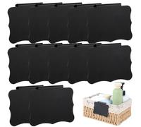 Nogeqi 12 Pcs Basket Labels for Storage Boxes, Removable, Reusable Storage Bin Label Clip on for Containers, Kitchen Closet Basket Holders, Black