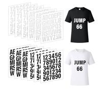 Nogeqi 12 Sheets Iron on Letters Numbers for Clothes, Iron on Transfers for T Shirts Football Shirts Running Vest Jersey DIY Crafts(Black, White)