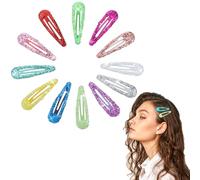 Nogeqi 12PCS Glitter Snap Hair Clips, Metal Sparkling Sequin Barrettes, Colourful Hair Styling Accessories for Women Girls Toddlers Children, 5 cm / 2 in