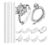 Nogeqi 12PCS Invisible Ring Size Adjuster Ring Sizers for Loose Rings Women Ring Guards Ring Tightener Ring Spacers Ring Fitter Ring Stopper for Loose Rings Make Ring Smaller Without Resizing(Clear)