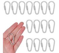 Nogeqi 15 Pcs Small Carabiner Clips, 3.5cm D-Ring Key with Twist Lock, Mini Locking Carabiner Clip, Stainless Steel Carabiners with Lock for Keychain Pet Leash Parrot Bird Hanging Toys