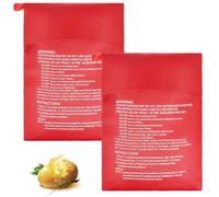 Nogeqi 2 Pack Baked Potato Microwave Bag, Reusable & Eco-Friendly Microwave Potato Bag Cooker for Micro Wave Baked Potatoes & Vegetables for Fast Even Heating, Red