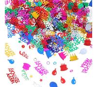 Nogeqi 2 Packages Iridescent Happy Birthday Confetti, Multicolor Birthday Party Table Scatter Confetti Metallic Foil Sprinkles for Kids Adult Party Baby Shower Cake Decorations