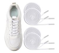 Nogeqi 2 Pair White Shoe Laces for Sneakers, Elastic No Tie Shoe Laces, Flat Tieless Shoelaces for Adults & Kids, Shoes Strings for Women Men Sneakers