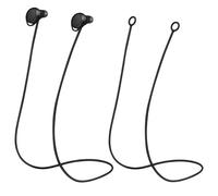Nogeqi 2 Pcs Flexible Silicone Switch Earplugs Loop Link Lanyard - Works With Removable Tips, Keeps Earbuds Safe (Black, No Earplugs)
