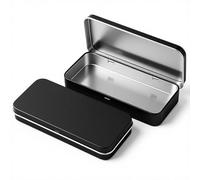 Nogeqi 2 pcs Metal Tin Box, Long Rectangular Storage Box, Small Metal Boxes with Lid, Black Empty Hinged Tin Container, Extended Mini Small Storage Kit for Jewelry DIY Home Craft Organize