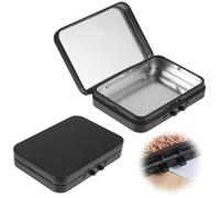 Nogeqi 2 pcs Metal Tin Box with Lock, Small Metal Box with Lid, Rectangular Storage Boxes, Portable Small Storage Kit, Mini Empty Hinged Tin Container for Jewelry Eraser Candy Craft Organize (Black)