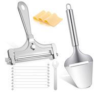 Nogeqi 2 Pcs Wire Cheese Slicer, Adjustable Cheese Cutters for Block Cheese, Stainless Steel Cheese Shaver with 8 Wires for Soft, Semi-Hard, Hard Cheeses Charcuterie Boards & Daily Cooking