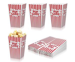 Nogeqi 20 PCS Paper Popcorn Boxes 4.49 X 2.80 X 2.01inch Popcorn Bags Classic Red & White Striped Small Cardboard Pop Corn Boxes Candy Snacks Container for Festivals Parties Birthday