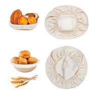 Nogeqi 2PCS Bread Proofing Cover, Food Cover for Sourdough Proofing Basket, Reusable Bowl Covers, Banneton Liner Cloth Covers for Bakery Home Baking Supplies (25 Cm Oval, 25 Cm Round)