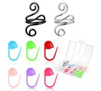 Nogeqi 2PCS Crochet Ring with 60PCS Stitch Markers, Adjustable Crochet Tension Ring Knitting Markers with Box, Handmade Knitting Accessories Gifts for Crocheters Mom Grandma