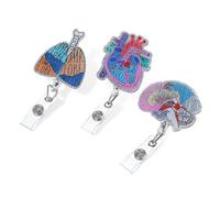 Nogeqi 3 Pack Nurse Badge Reels, Cute Retractable Organ Lung Brain Cardiac Badge Reel for Nursing Student Medical Assistant with Alligator Clip Accessories