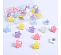 Nogeqi 30 Pcs Cute Push Pins, Star-Shaped Cute Thumb Tacks, Decorative Push Pins for Bulletin Board, Ideal Desk Accessories for Corkboard Hanging Posters Office Home School Decor(Colorful Translucent)