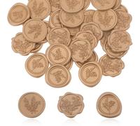 Nogeqi 30 Pcs Gold Wax Seal Stickers, Antique Eucalyptus Envelope Stickers, Wax Stamp Sticker self Adhesive Vintage Elegant for Invitation Envelope Wedding Christmas Wrapping