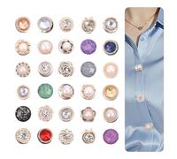 Nogeqi 30 Sets Modesty Pins, Vintage Pearl Dress Clips to Stop Gaping, Decorative Dress Pins for Cleavage, Invisible No Sew Button Brooch Pin for Women Blouses Cardigans Sweater Shawl Coat Cloth