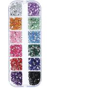 Nogeqi 3000PCS Nail Gems and Rhinestones, Multicolor 2mm Gemstones for Nails, Flat Back Rhinestone Nail Charms for Nailart Makeup Crafting (12 Colors)