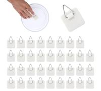 Nogeqi 35PCS Adhesive Picture Hangers Picture Hanging Hooks Without Nails Plate Wall Hangers for Display Adhesive Pictures Hooks for Photo Frame Plates and Wall Art - 1.26in