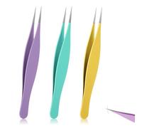 Nogeqi 3pcs Needle Nose Tweezers, Pointed Tweezers Precision Fine Point Tip Tweezer Stainless Steel for Hair, Eyebrow, Blackhead