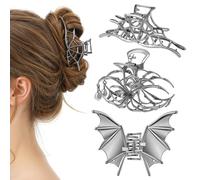 Nogeqi 3PCS Spider Net Bat Hair Clips, Strong Hold Metal Halloween Claw Clips Spooky Gothic Punk Halloween Hair Accessories for Women Girls Thick Long Hairs Holiday Festival Christmas Gifts