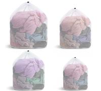 Nogeqi 4 Pcs Mesh Bags for Laundry, 4 Size 31" X 23" Laundry Mesh Wash Bags, Heavy Duty Large Laundry Bag Mesh, Laundry Bag for Washing Machine College, Dorm, Camp, Travel Family Use(S M L XL)