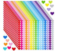 Nogeqi 4500 Pcs Mini Heart Stickers 20 Sheets Heart Stickers for Kids Tiny Hearts Sticker Love Shape Rainbow Colored for Party Favors, Envelopes, Gift Packaging, Scrapbooking 15 Colors