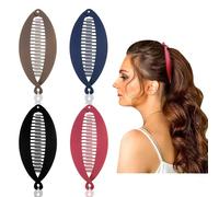 Nogeqi 4pcs Banana Hair Clips for Women Thin And Thick Hair, Banana Ponytail Holder Clips for Women, Classic Fishtail Hair Clamps, Banana Fish Grips Fruit 90s Hair Clips Hair Accessories