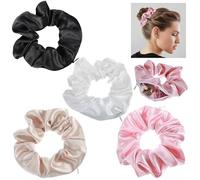 Nogeqi 4PCS Stash Scrunchie with Zipper Pocket, Hidden Pocket Scrunchies Ponytail Holder, Large Scrunchy Hair Ties with Hidden Pockets for Women Girls (Multi Colors)