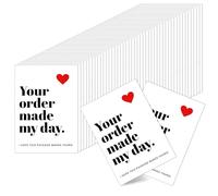 Nogeqi 50 Pcs Thank You Business Cards, Small Thank You Cards Bulk, 3.9x2.7in ThankYou Notes for Supporting, Small Business Packaging Supplies for Customer Appreciation(Red Heart)