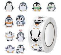 Nogeqi 500 Pcs Penguin Stickers Cute Penguins Vinyl Waterproof Stickers for Water Bottles Laptop Guitar Phone Skateboard Decor, Penguin Sticker Gifts Animal Decoration for Girls Teen Adults