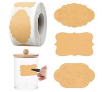 Nogeqi 500PCS Jam Jar Labels Self Adhesive, Kraftpaper Label Stickers