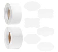 Nogeqi 600 Pcs Jam Labels for Jars Easy Peel Off Jam Jar Labels Self Adhesive Blank Gift Tag Sticker Label to Write on for Bottle Presents Food Storage Containers, 6 Shapes, White