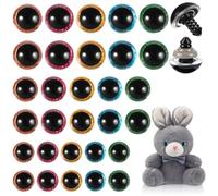 Nogeqi 60pcs Glitter Safety Eyes for Crocheting 12/16/18 Mm Plastic Crochet Eyes with Washers for Amigurumi Crochet Animals, DIY of Puppet, Christmas Halloween Decorations (5 Colors)